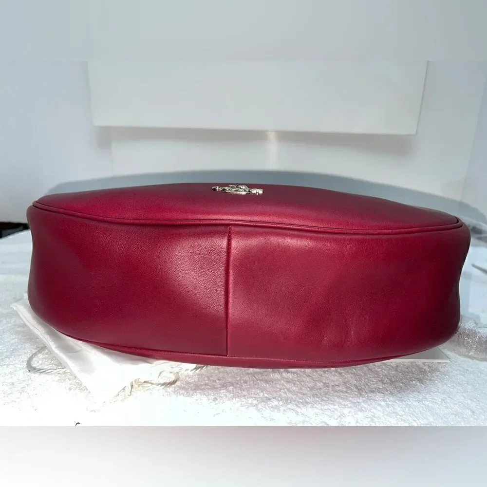 🔥🎁NWT! Coach NOMAD Burnished Leather Hobo Handbag Black Cherry Msrp:$495.00